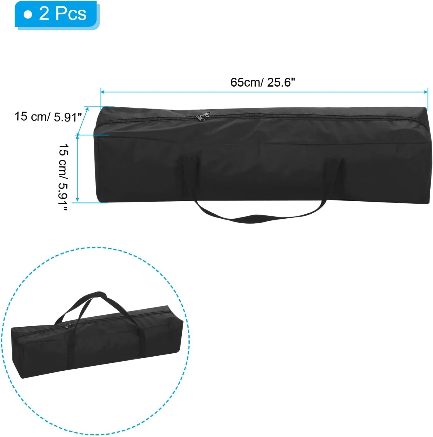PATIKIL 25 Inch Mini Camp Chair Replacement Bag, 2 Pack Nylon Foldable Tripod Carrying Bag Large Zippered Bag with Shoulder Strap for Camping Travel, Black