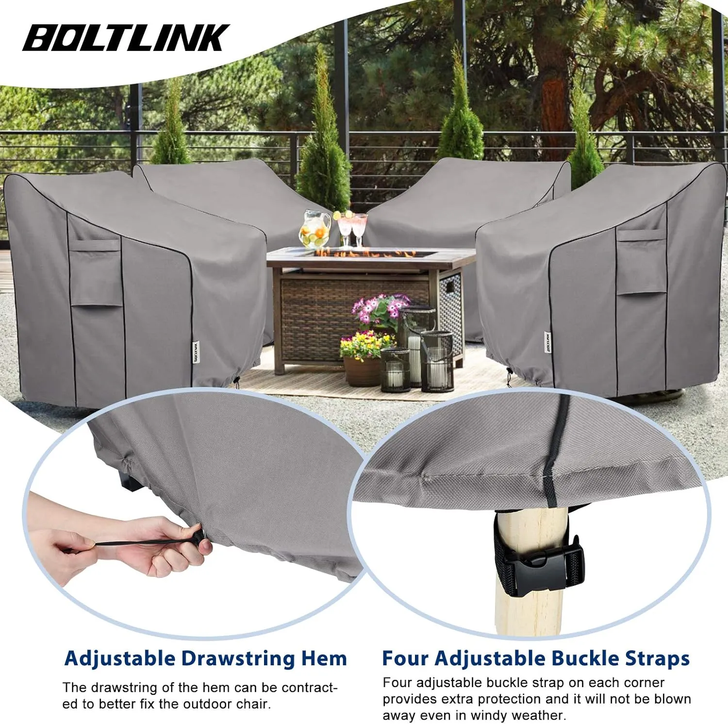 Patio Chair Covers Waterproof, Heavy Duty Outdoor Furniture Covers Fits up to 36W x 37D x 36H inches -2 Pack