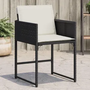 Patio Chairs with Cushions 4 pcs Black Poly Rattan Outdoor Furniture for Garden, Patio, and Balcony, Durable PE Rattan, Powder-Coated Steel Frame, Comfortable Cushions, Foldable Backrest