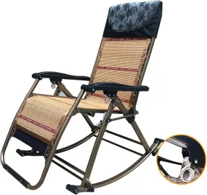 Patio Lounge Chairs Folding Zero Gravity Rocking Chair Adjustable Reclining Lounge Chair for Seniors with Alloy Lock Multifunctional Old Man Nap Chair