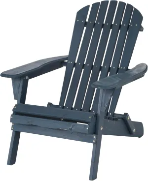 PayLessHere Sturdy Adirondack Chair All Weather Fire Pit Lounge Chair Easy Assemble Folding Outdoor Chair for Paito Balcony Lawn Garden Beach, Navy Color