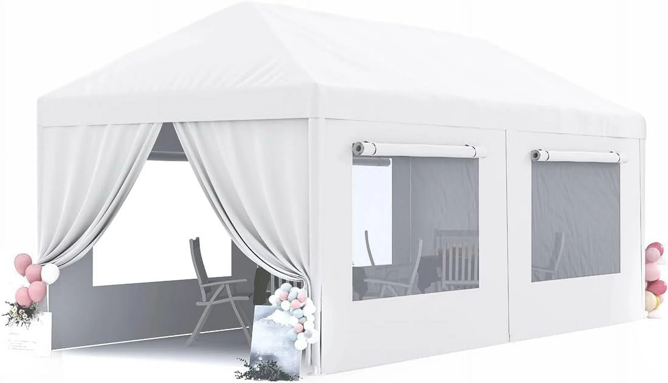 Peaktop Outdoor 10'x 20' Party Tent with Mesh Window, Outdoor Wedding Party Tent Canopy Patio Camping Gazebo BBQ Shelter Pavilion Outside Tents for Backyard Party