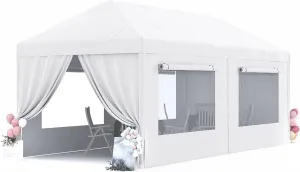 Peaktop Outdoor 10'x 20' Party Tent with Mesh Window, Outdoor Wedding Party Tent Canopy Patio Camping Gazebo BBQ Shelter Pavilion Outside Tents for Backyard Party