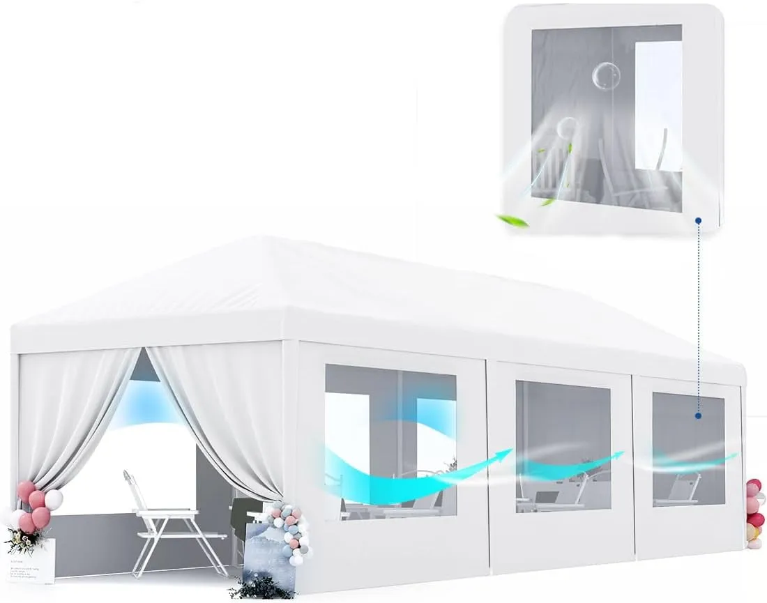 Peaktop Outdoor 10x30ft Heavy Duty Party Tent with Roll-up Ventilated Mesh Windows Canopy Tent for Parties Event Shelter Carpas para Fiestas