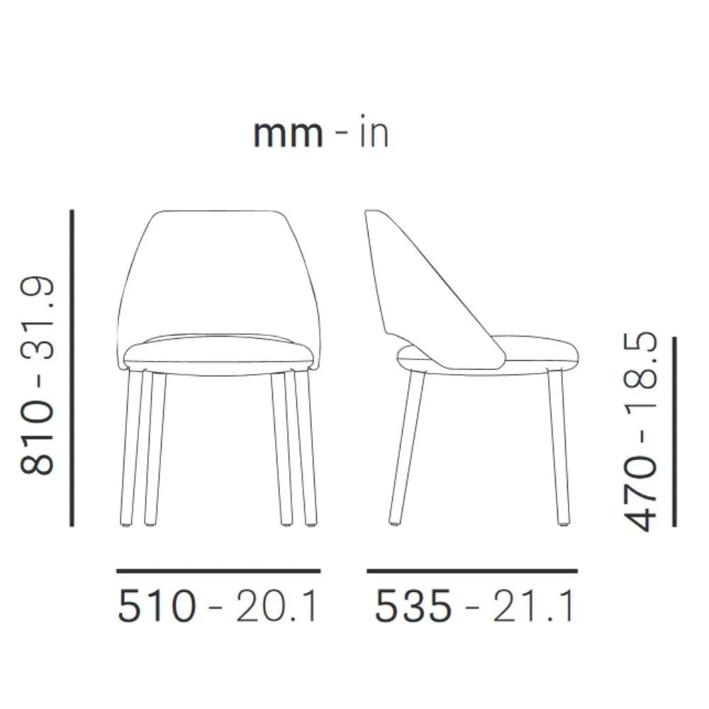 Pedrali Vic Metal 657 padded chair in fabric