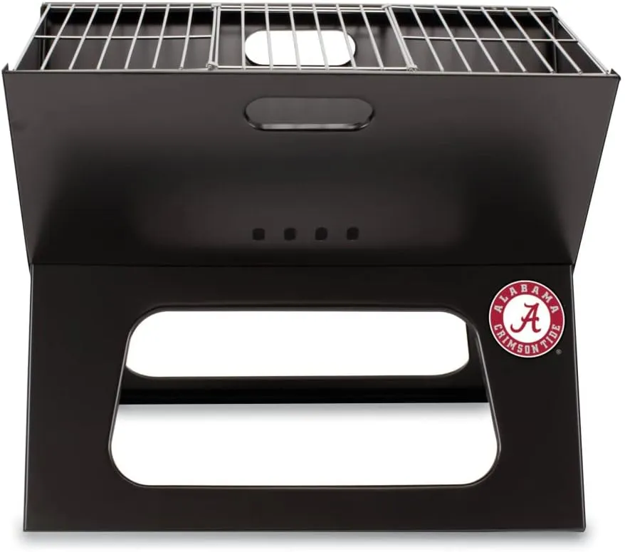 PICNIC TIME NCAA Alabama Crimson Tide X-Grill Portable Grill - Camping Grill - Small Charcoal Grill for Tailgating
