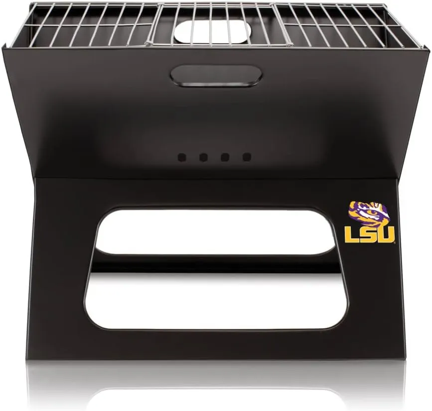 PICNIC TIME NCAA LSU Tigers X-Grill Portable Grill - Camping Grill - Small Charcoal Grill for Tailgating