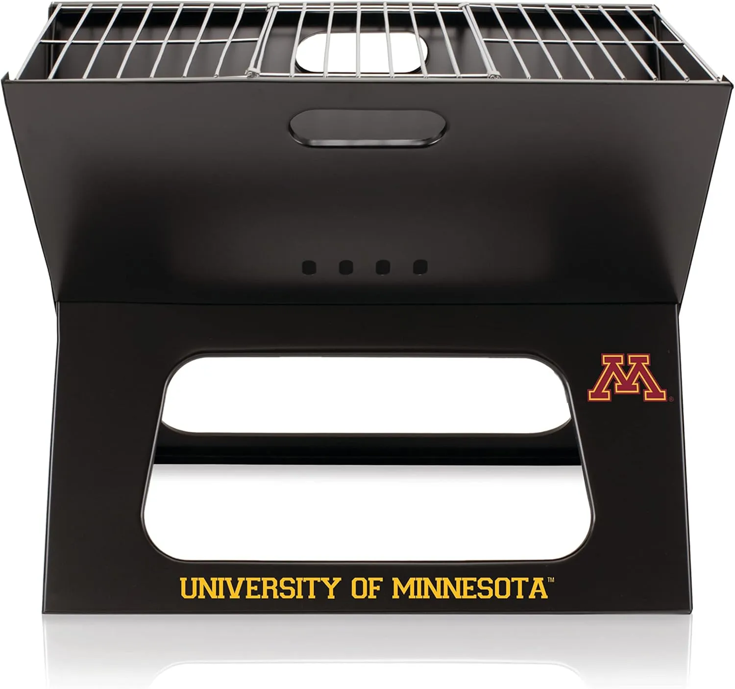 PICNIC TIME NCAA Michigan Wolverines X-Grill Portable Grill, Camping Grill, Small Charcoal Grill for Tailgating, (Black)