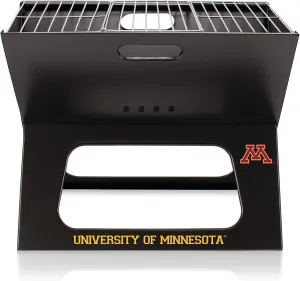 PICNIC TIME NCAA Michigan Wolverines X-Grill Portable Grill, Camping Grill, Small Charcoal Grill for Tailgating, (Black)