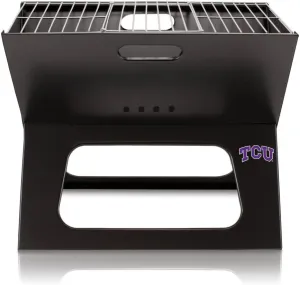 PICNIC TIME NCAA TCU Horned Frogs X-Grill Portable Grill - Camping Grill - Small Charcoal Grill for Tailgating