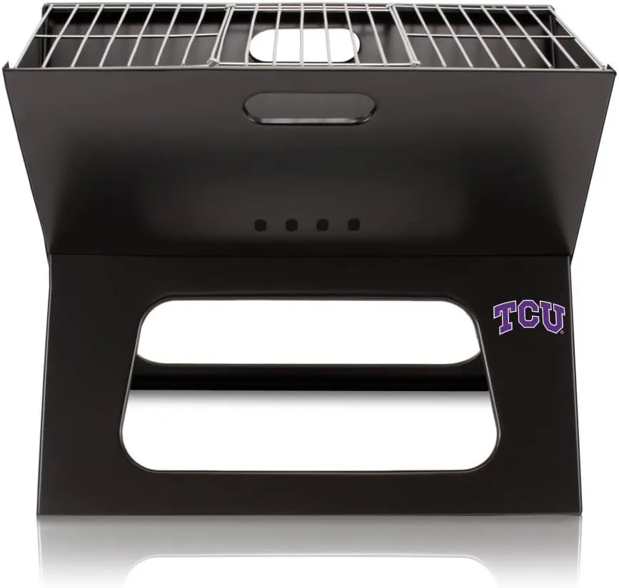 PICNIC TIME NCAA TCU Horned Frogs X-Grill Portable Grill - Camping Grill - Small Charcoal Grill for Tailgating
