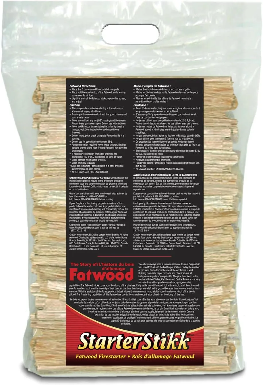Pine Mountain, Fatwood StarterStikk, Natural Firestarting Sticks for Campfire, Fireplace, Wood Stove, Fire Pit, Indoor & Outdoor Use, 10 Pound