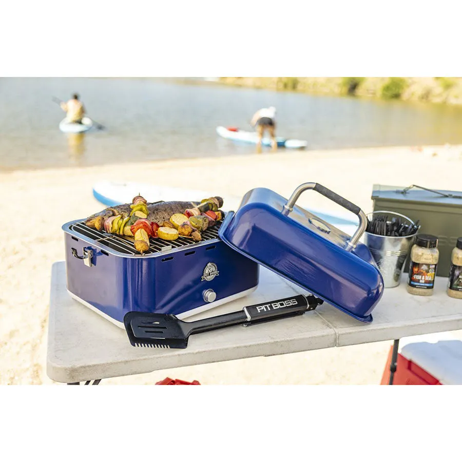 Pit Boss Pit Stop, Portable Charcoal Grill w/ Cover and Bag - Blue