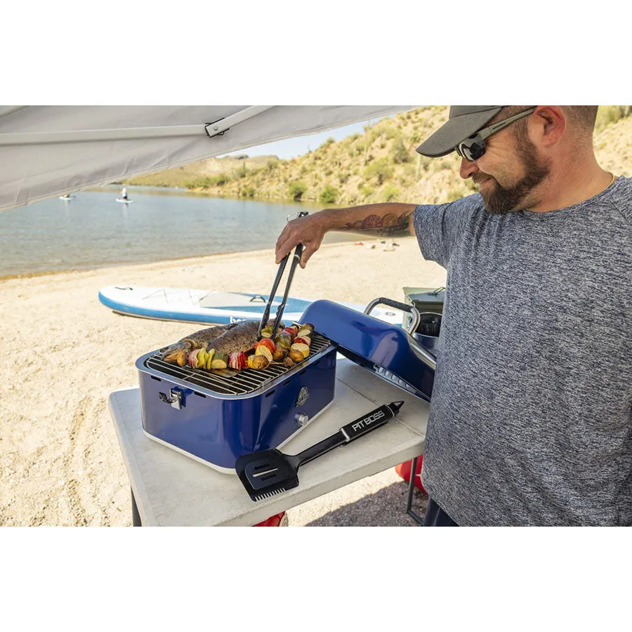 Pit Boss Pit Stop, Portable Charcoal Grill w/ Cover and Bag - Blue