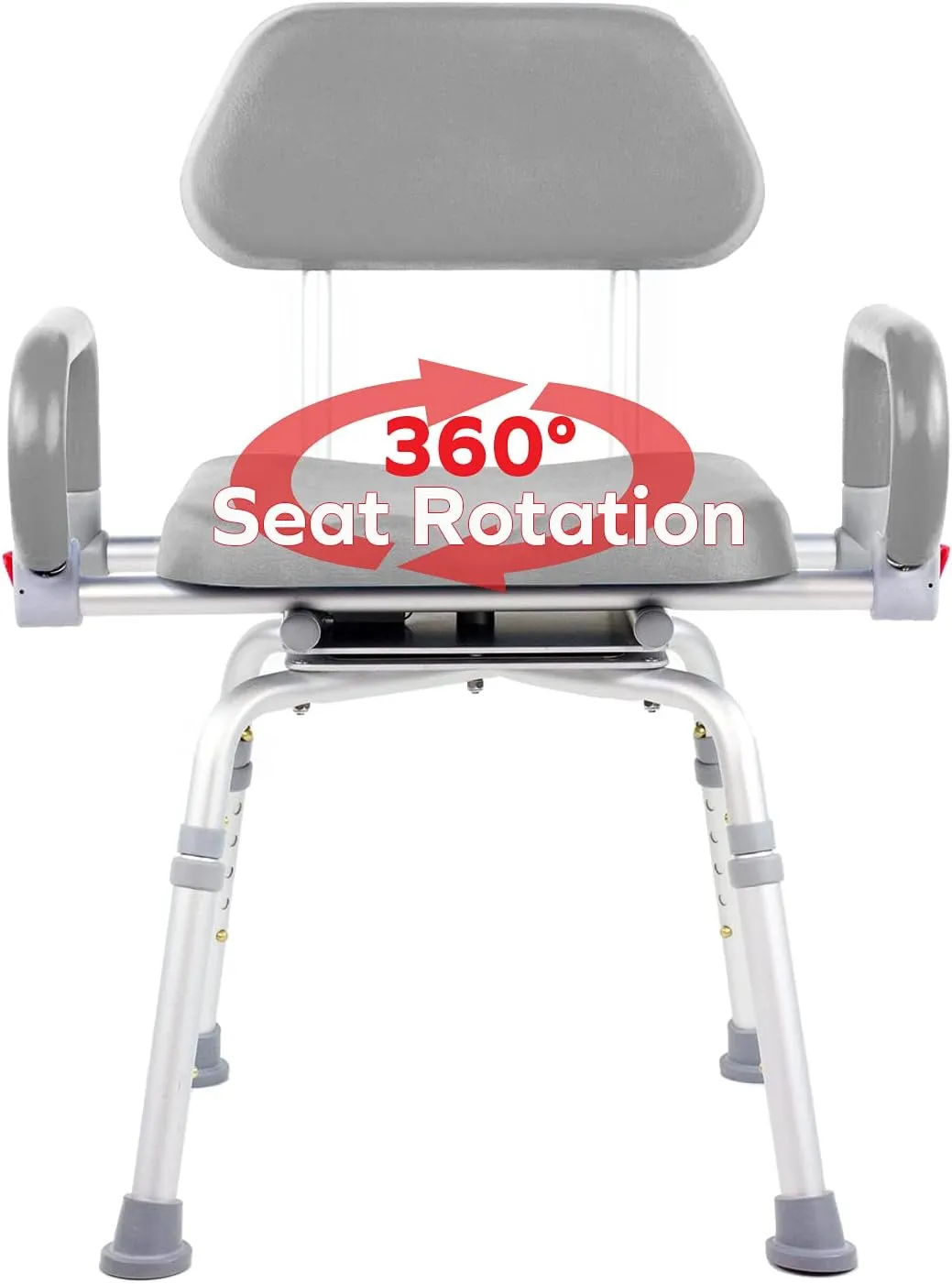 Platinum Health Revolution Pivoting Shower Chair for Bathtub, Adjustable Swivel Seat with Padded Back and Arms, Adjustable Space Saving Design for Tubs, Shower, for Elderly, Handicap & Seniors, Gray