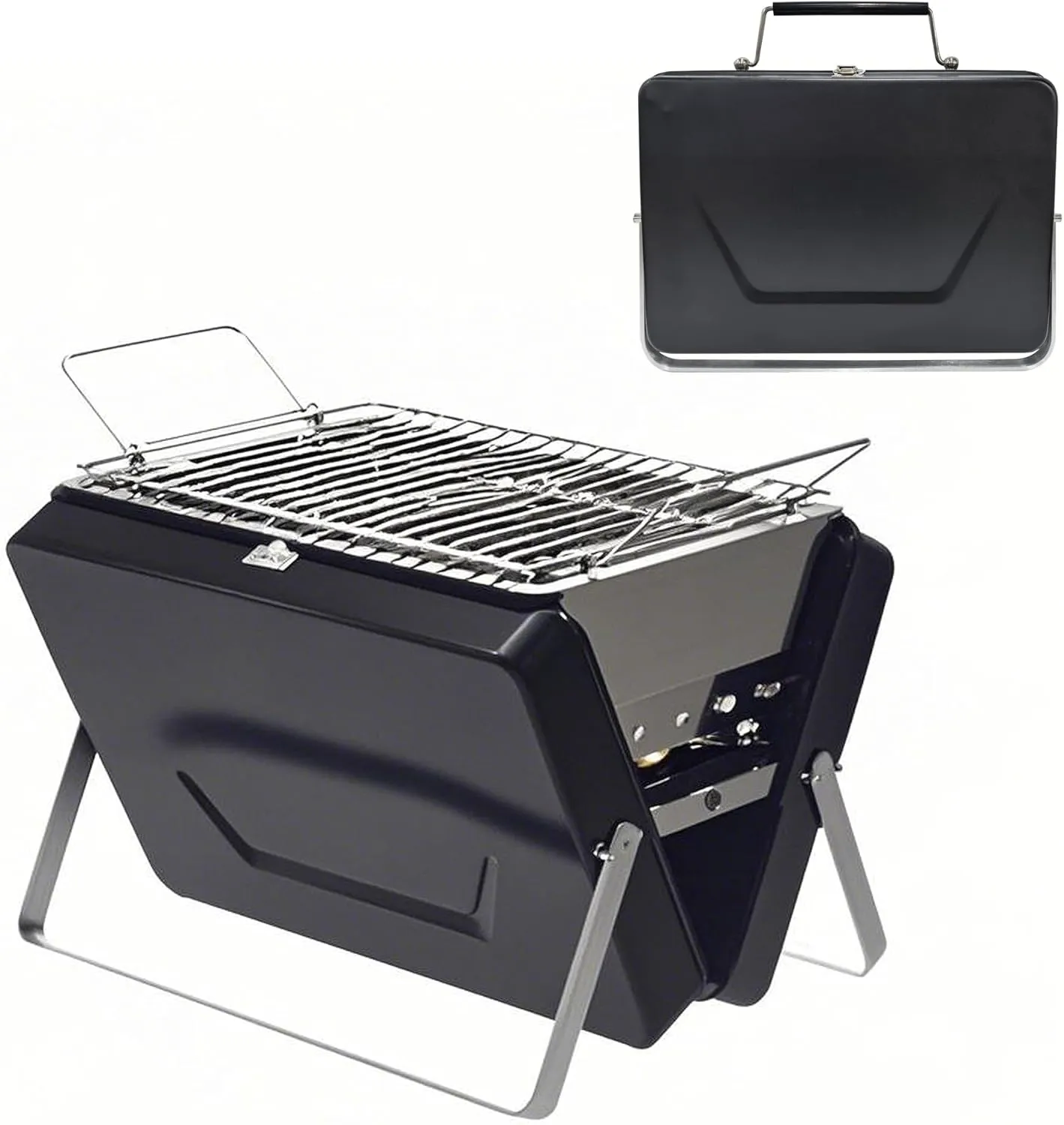 PMS Portable Camping Charcoal Grill, Folding Stainless Steel Stove for Outdoor Cooking BBQ Camping Hiking Picnic Backpacking