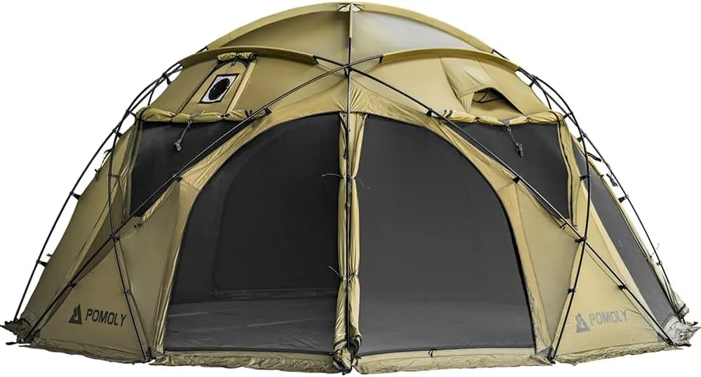 POMOLY Dome Tent Camping Hot Tent, Sphere X8 Freestanding Tent Wood Stove Tent for 6-8 Person Hiking, Hunting (with a Ground Sheet)