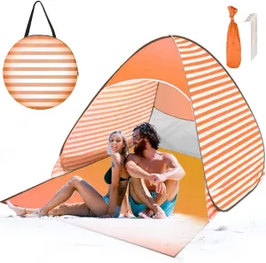 Pop Up Beach Tent, Portable Beach Shade Tent, Anti UV Beach with Carry Bag Beach Tent, Family Beach Sun Shade Tent for Camping, Fishing, Hiking, Picnicing