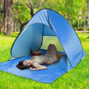 Pop Up Beach Tent Sun Shade Shelter Anti-UV Automatic Waterproof Tent Canopy for 2/3 Man w/Net Window Storage Bag for Outdoor Beach Camping Fishing Park Lake