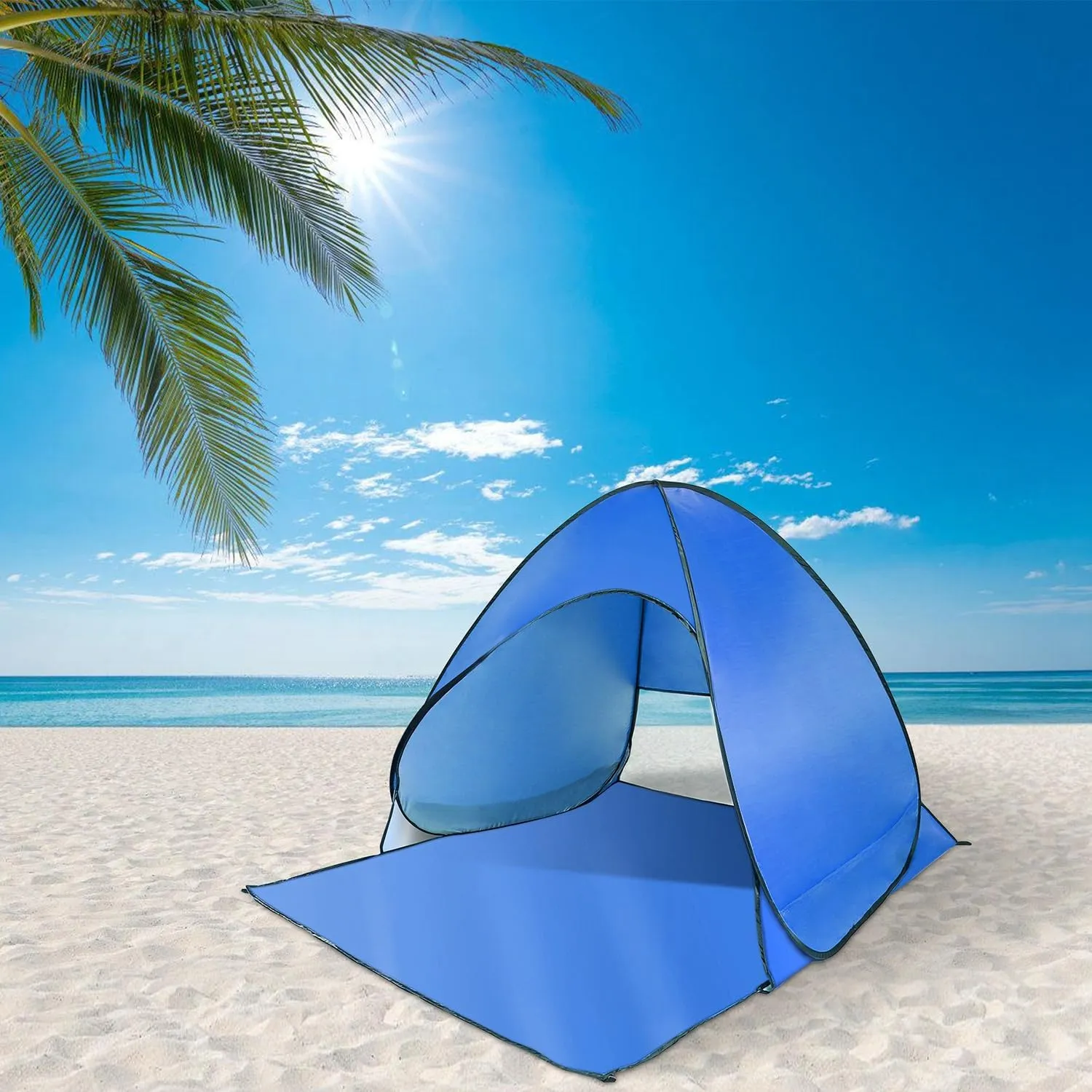 Pop Up Beach Tent Sun Shade Shelter Anti-UV Automatic Waterproof Tent Canopy for 2/3 Man w/Net Window Storage Bag for Outdoor Beach Camping Fishing Park Lake
