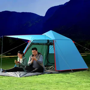 Pop Up Tent Family Camping Tent 3-4 Person Portable Tent Automatic Tent Waterproof Windproof for Camping Hiking Mountaineering (Blue 3)