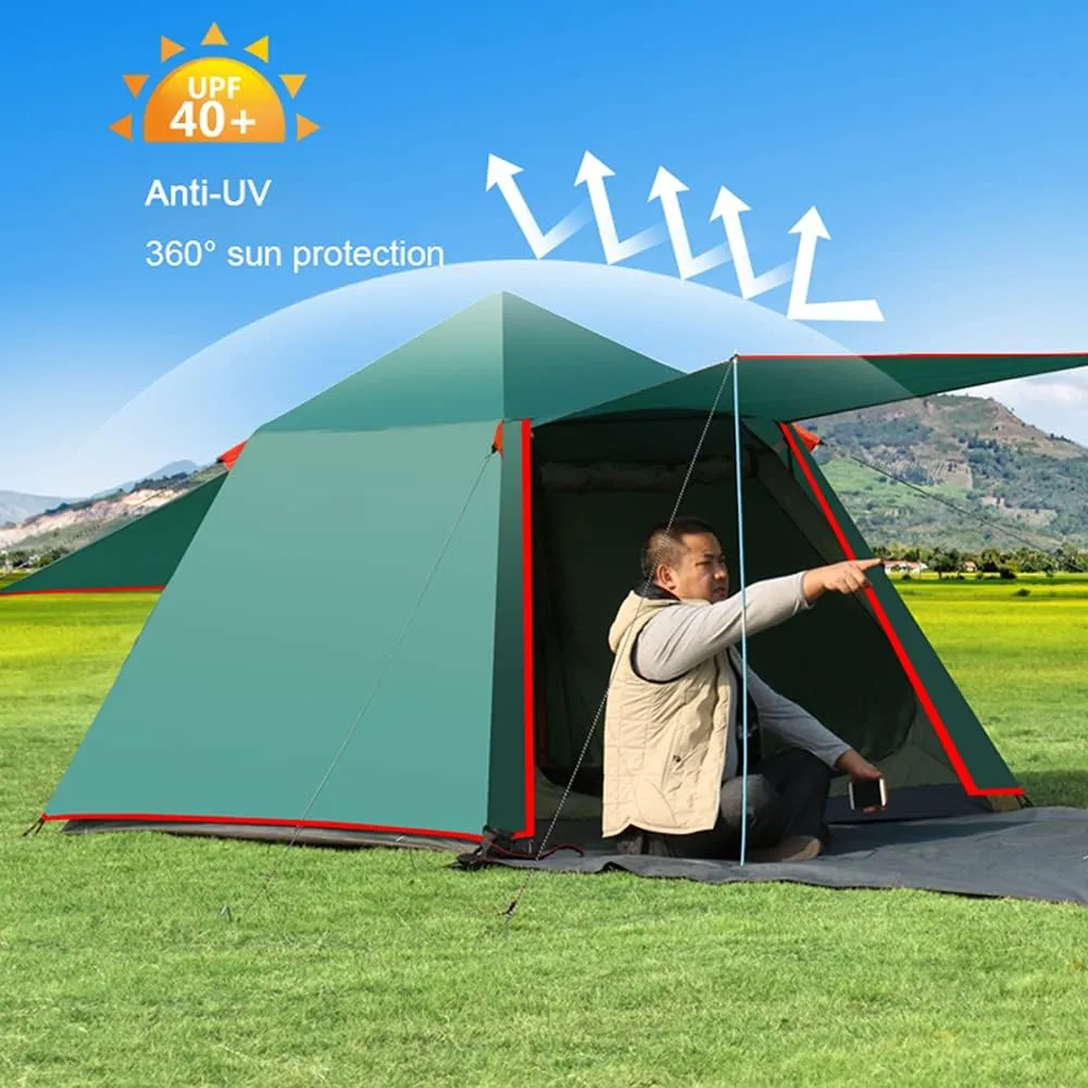 Pop Up Tent Family Camping Tent 3-4 Person Portable Tent Automatic Tent Waterproof Windproof for Camping Hiking Mountaineering (Blue 3)