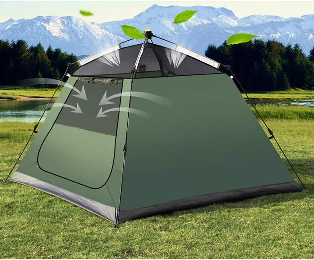 Pop Up Tent Family Camping Tent 3-4 Person Portable Tent Automatic Tent Waterproof Windproof for Camping Hiking Mountaineering (Blue 3)