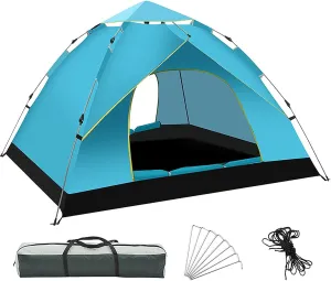 Pop up Tent, Portable Four-Season Camping Tent, Made of Water-Repellent Fabric, for Backpacking Trips for 2-3 People