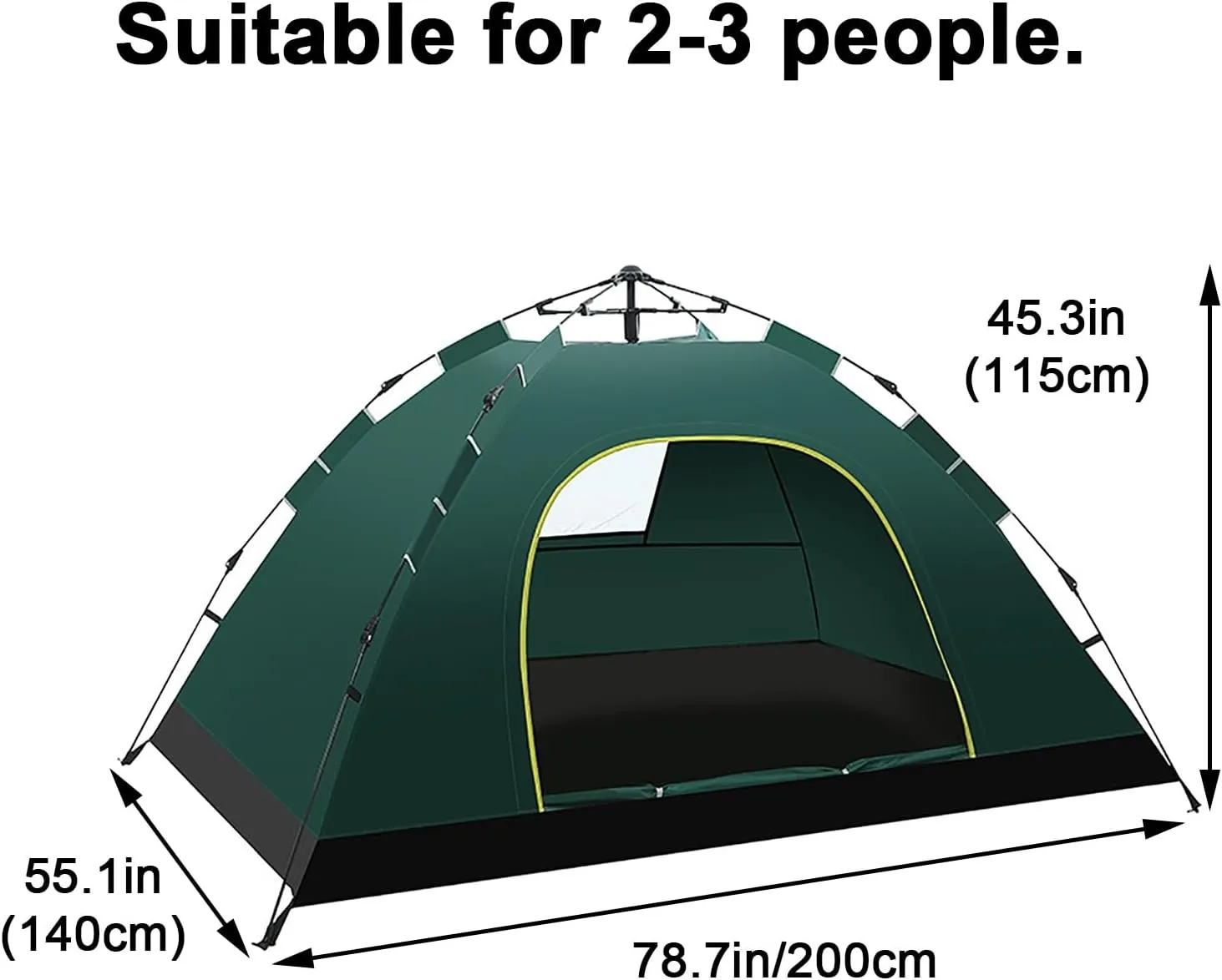 Pop up Tent, Portable Four-Season Camping Tent, Made of Water-Repellent Fabric, for Backpacking Trips for 2-3 People