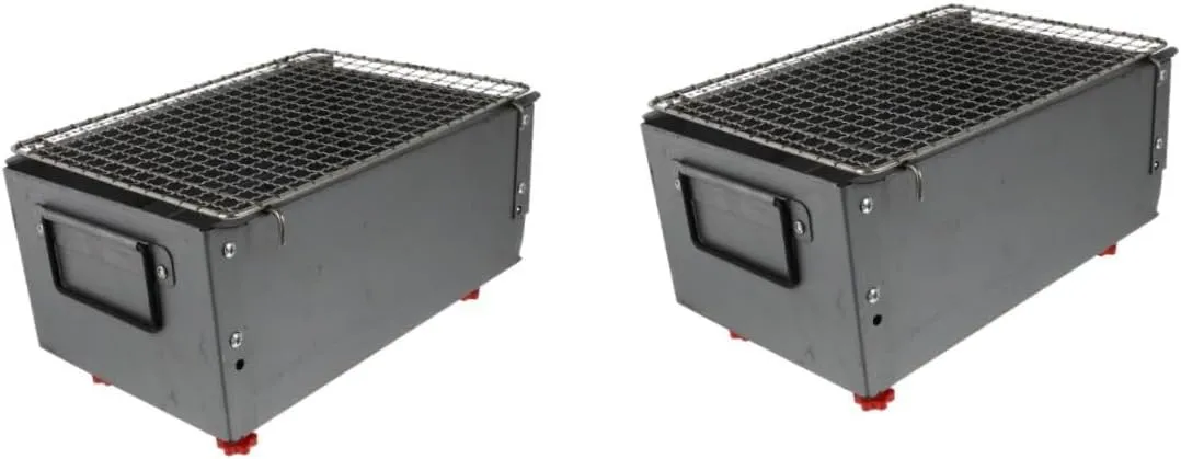 POPETPOP 2pcs Outdoor Portable Rack Grill Iron Alloy Design Wear-resistant Barbecue Stove for Camping Picnics and Outdoor Cooking