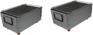 POPETPOP 2pcs Outdoor Portable Rack Grill Iron Alloy Design Wear-resistant Barbecue Stove for Camping Picnics and Outdoor Cooking