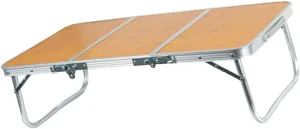 POPETPOP Aluminum Bamboo Camping Table Portable Folding Table Compact Design for Hiking Picnic Outdoor Activities