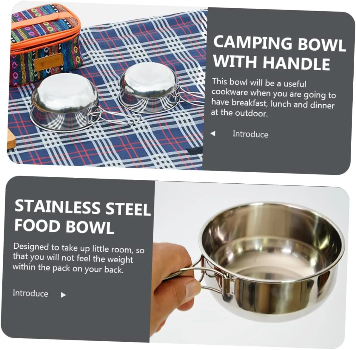POPETPOP Collapsible Camping Bowl with Handle Multi-use Odorless Safe for Outdoor Cooking