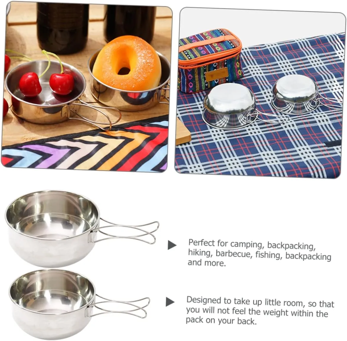 POPETPOP Collapsible Camping Bowl with Handle Multi-use Odorless Safe for Outdoor Cooking
