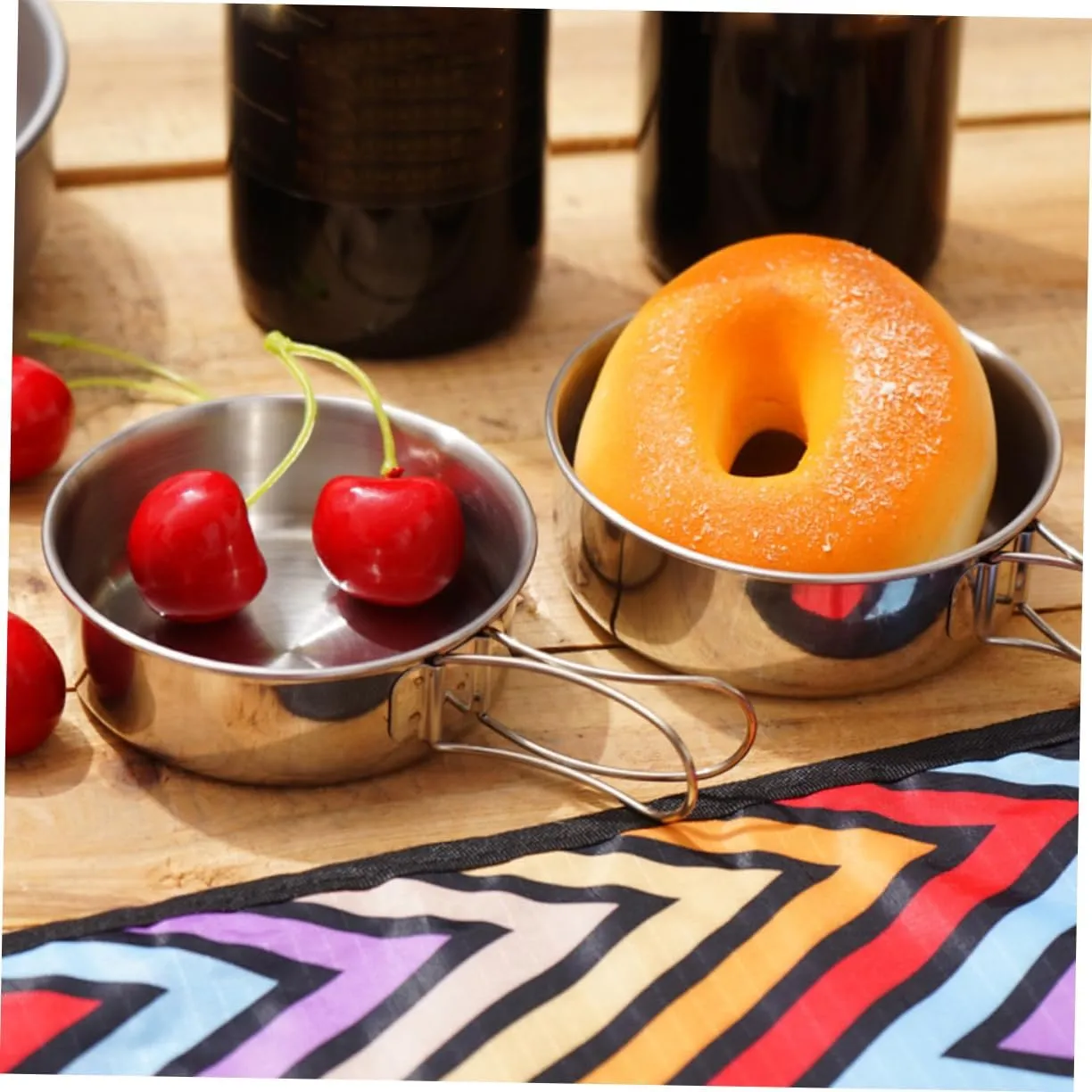 POPETPOP Collapsible Camping Bowl with Handle Multi-use Odorless Safe for Outdoor Cooking
