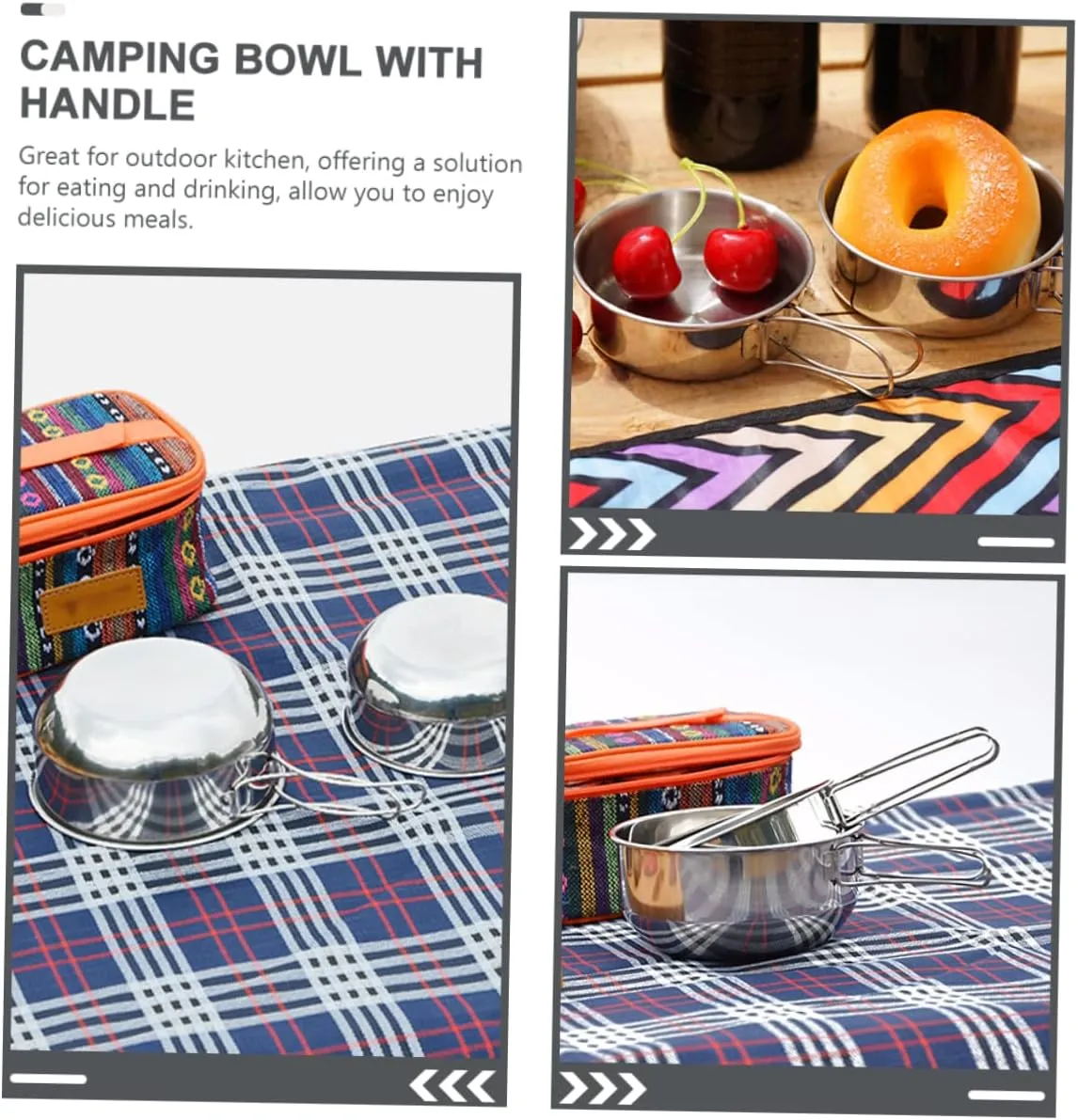 POPETPOP Collapsible Camping Bowl with Handle Multi-use Odorless Safe for Outdoor Cooking