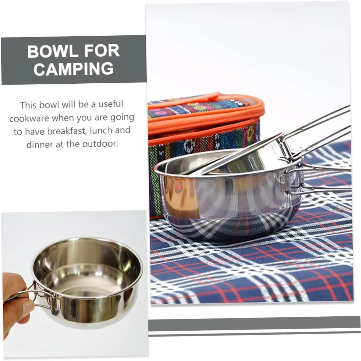 POPETPOP Collapsible Camping Bowl with Handle Multi-use Odorless Safe for Outdoor Cooking