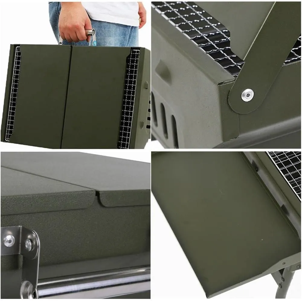 Portable Barbecue Grill Fold Charcoal Grill Tabletop Mini Grill Stand Outdoor Camping Barbecue
