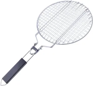Portable BBQ Grill Basket Fish Grill Basket with Removable Handle with Removable Handle for Outdoor Grill Vegetables Fishes (WR-58 Round Clip)