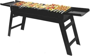 Portable BBQ Grill, Black Charcoal Smoker Grill for Outdoor Cooking, Camping, Hiking, and Parties