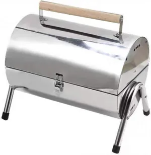 Portable BBQ Grill Portable Charcoal Grill Mini Lightweight BBQ Smoker Grill for Outdoor Barbecues Camping Backyard Garden Picnic Beach Party, Stainless Steel, Silver BBQ