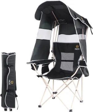 Portable Camping Chair with Breathable Mesh Fabric, Detachable Shade Canopy, Side Pocket & Cup Holder for Outdoor Adventures 1-Pack