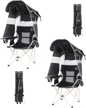 Portable Camping Chair with Breathable Mesh Fabric, Detachable Shade Canopy, Side Pocket & Cup Holder for Outdoor Adventures 2-Pack