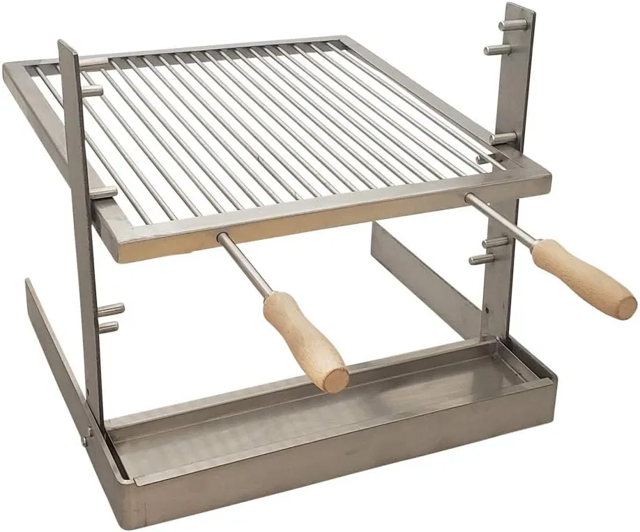 Portable Camping Grill. Cook Over a Fireplace or Campfire with an All SS Argentine Santa Maria Cooking Grate and Drip Pan. 18 X 17 Inch Grill