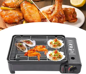 Portable Camping Grill Gas Stove Butane Grill Stove with Grilling Net, Stainless Steel Tabletop Grill Gas Grill Portable Grill Outdoor Barbecue Cooker for Kitchen, Camping, Tailgating, Picnicking