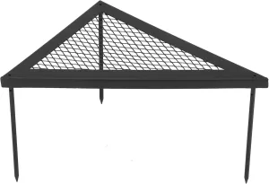 Portable Camping Grill Grate, Outdoor Wrought Iron Triangle Net Barbecue Rack, Shelf, Table for RV Camping, Hunting Trip, Bushcraft, Picnics, Fishing