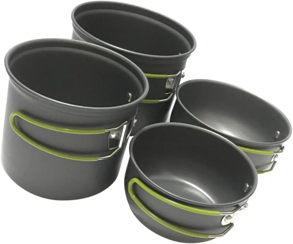 Portable Camping Pot Kit Outdoor Cookware Set Aluminum Cookware for 2-3 People Lightweight Camping Cooking Utensils