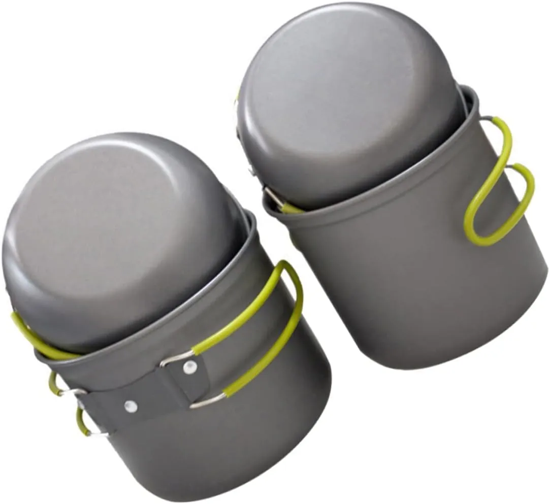 Portable Camping Pot Non Stick Camp Cookware Foldable Handle Easy to Clean Multi-use Pot Lid