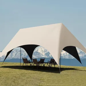 Portable Camping Shelter, Outdoor Camping Tarp, 360° Sun Protection on All Sides Canopy with Rod for Beach, Park, Lawn, Garden
