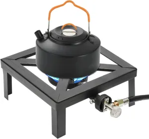 Portable Camping Stove,Portable Single Burner Outdoor Gas Stove Propane Cooker with Adjustable 0-20Psi Regulator Hose for Emergency, Outdoor Cooking, Hiking, Backpacking Stove